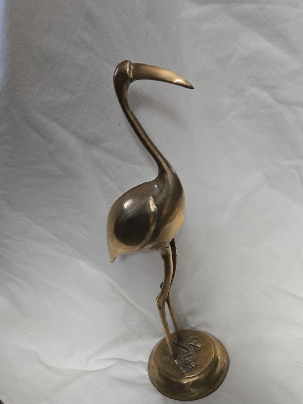 Brass Heron Sculpture - Decorative Gold Home Art